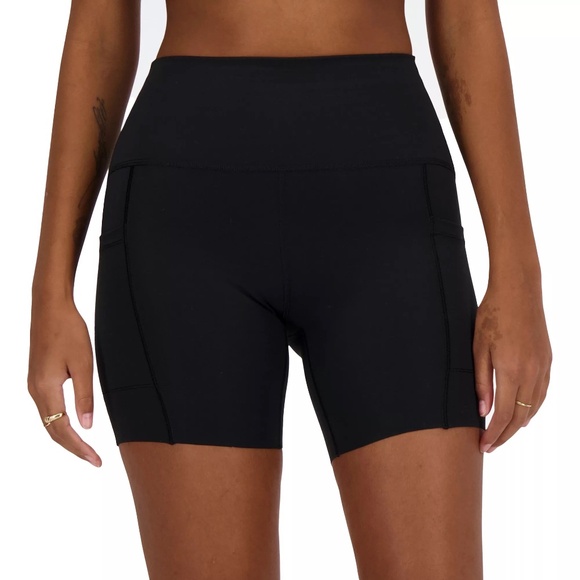 New Balance Women Unity of Sport Sleek Pocket High Rise 6" Shorts Black Size XS - Picture 1 of 6